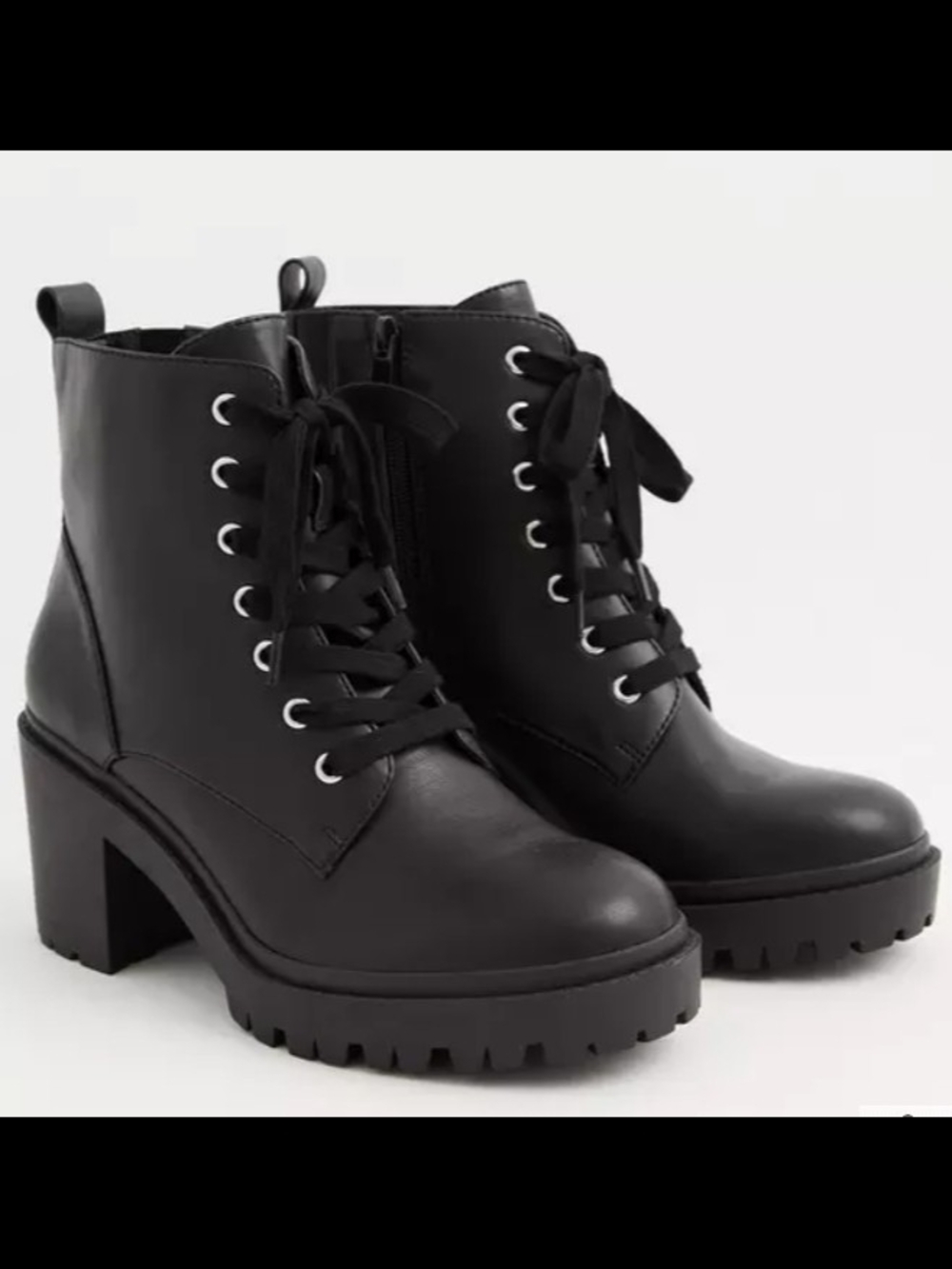 Torrid Women's Black Lace-Up Block Heel Combat Boots